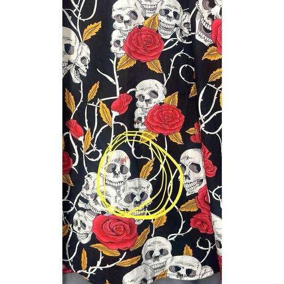 Skulls and Roses Dress Gothic Halloween Punk Sz XS Day of the Dead Rockabilly - Picture 6 of 8